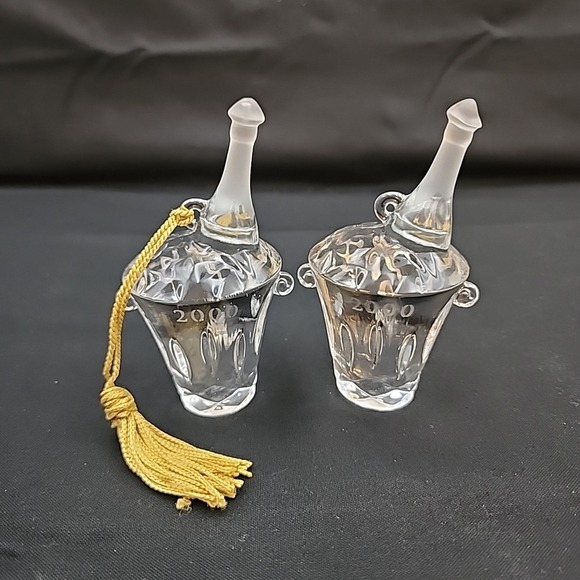 2 Gorham Champagne Bucket Crystal Figurine Wine Enthusiast Year 2000 Collectible - Picture 1 of 6